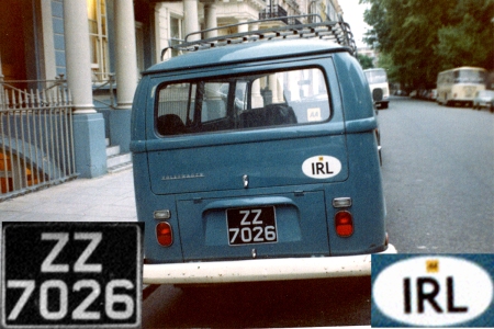 ZZ allocated to new cars of any make, bought in Ireland for export, was an unusual and uncommon issue.   London 1969.   Brumby archive