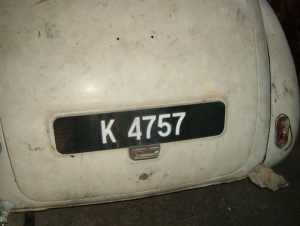 K 4757, unfortunately without a FM or PTM oval, is from Kedah state in Peninsular Malaya, borne by a Morris Minor.   VB archive