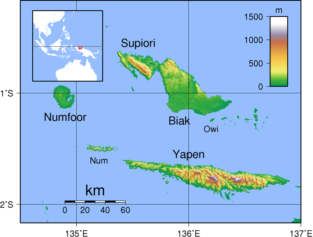 ((NGN BIAK-MAP Schouten_Islands_(IN)_Topography
